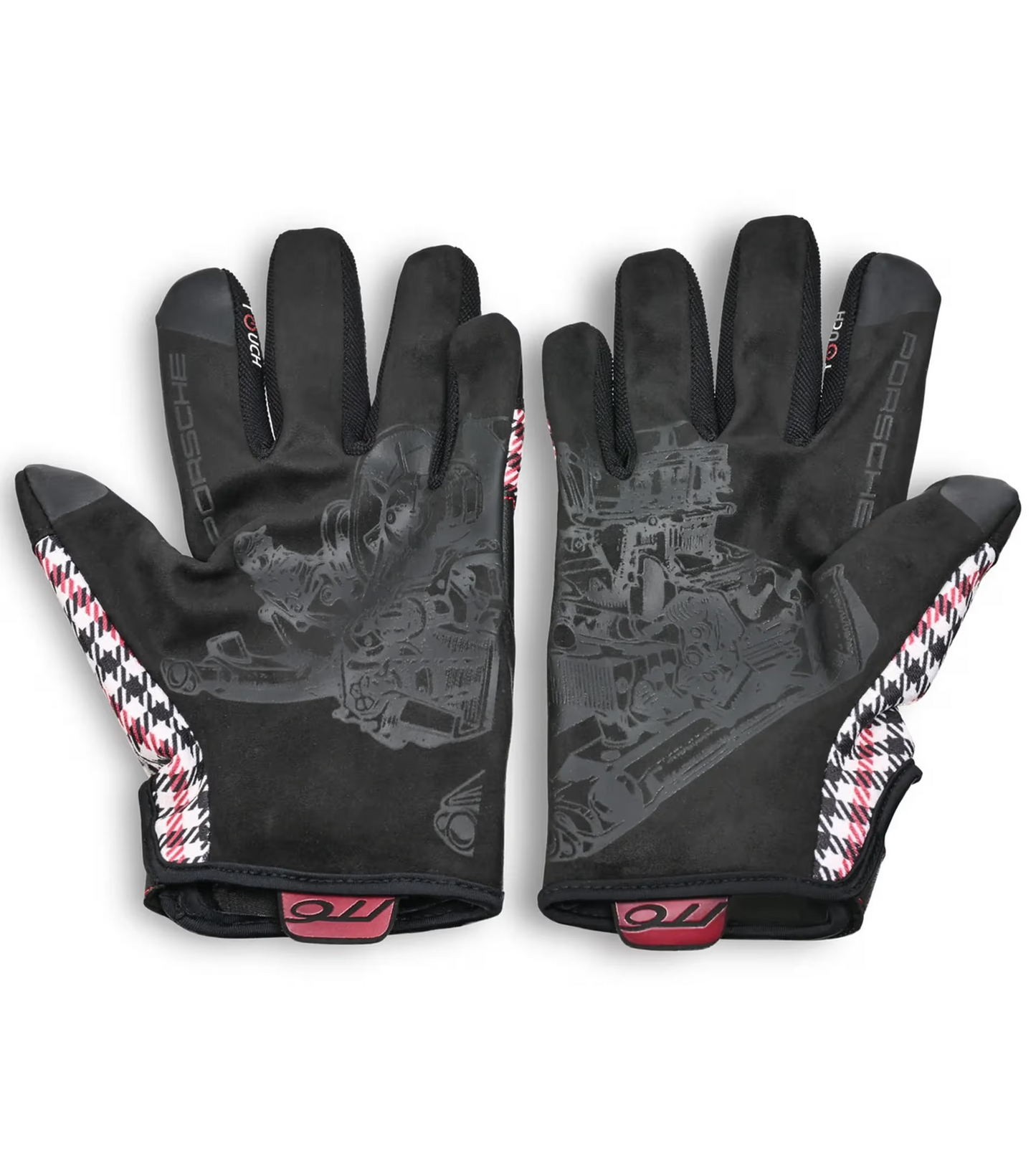 Gants de montage Porsche Classic Pepita (en rouge)