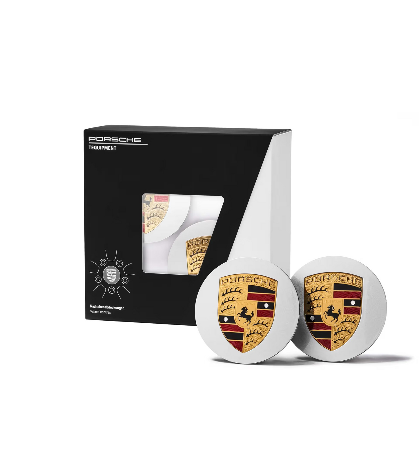 Enjoliveurs de roue Porsche avec écusson Porsche coloré