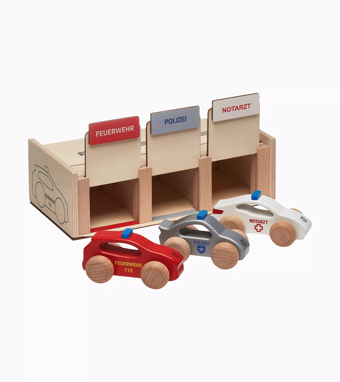 Ensemble de véhicules d'urgence en bois